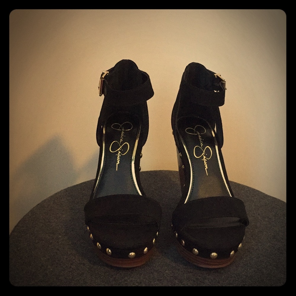 Black Wedge Sandals
